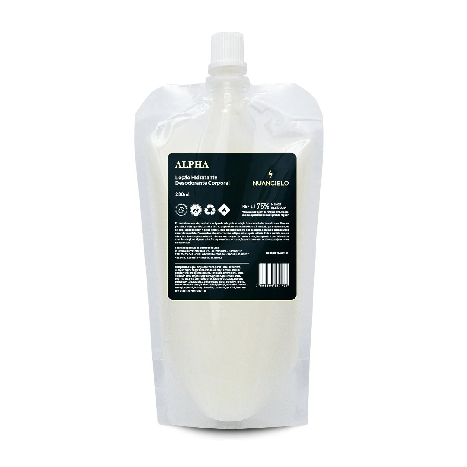 REFIL LOÇÃO HIDRATANTE DESODORANTE CORPORAL ALPHA 200ml