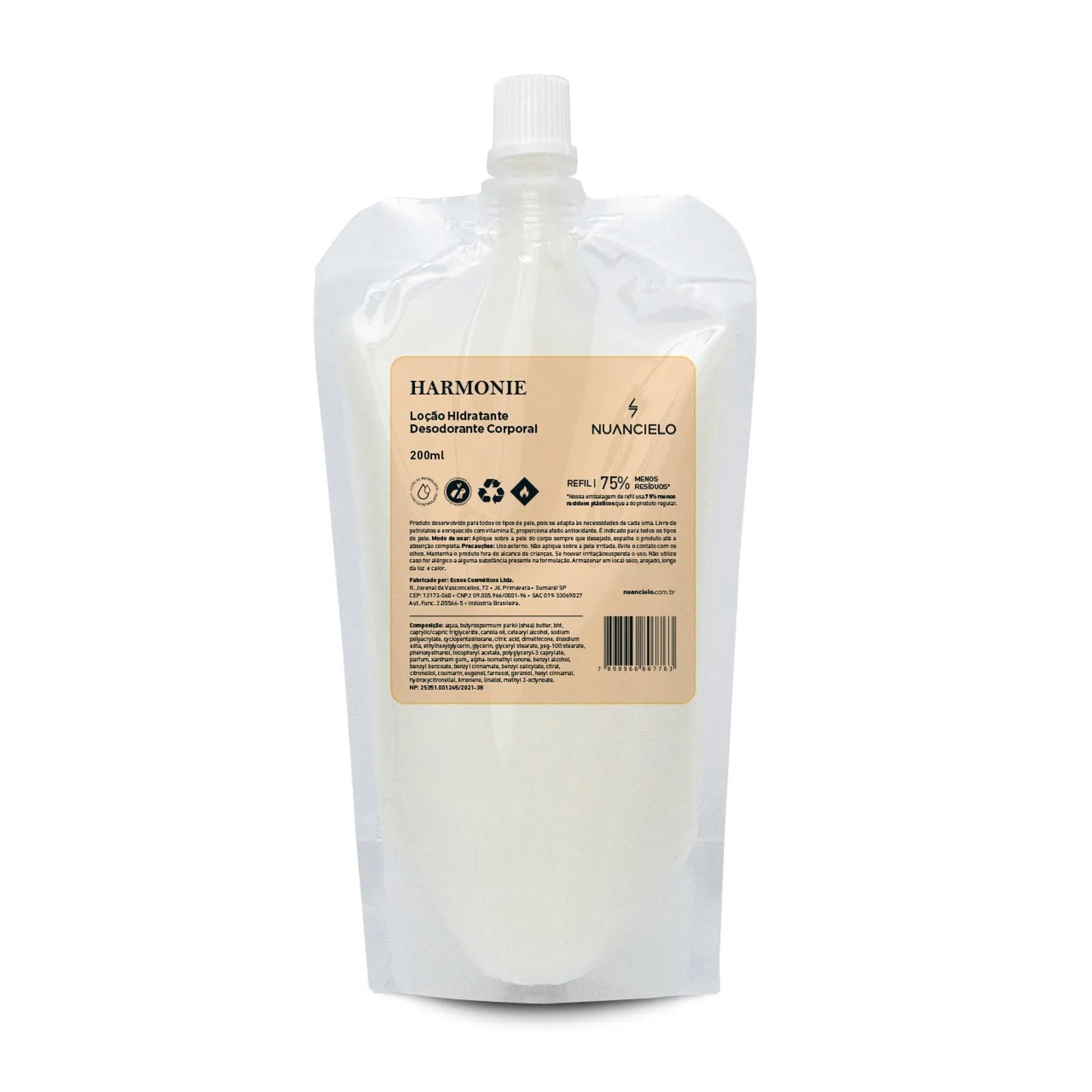 REFIL LOÇÃO HIDRATANTE DESODORANTE CORPORAL HARMONIE 200ml